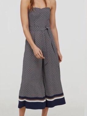 Jumpsuit with Geometric Print Dress in Navy and White
